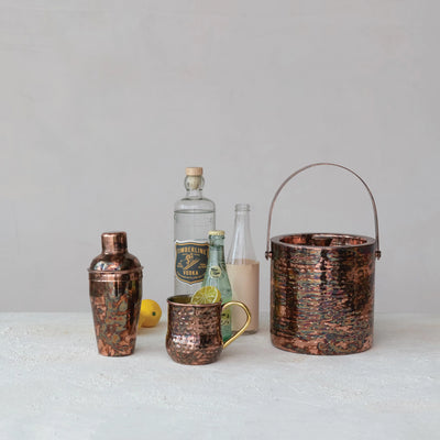 16 oz. Hammered Stainless Steel Mule Mug w/ Brass Handle, Oxidized Copper Finish