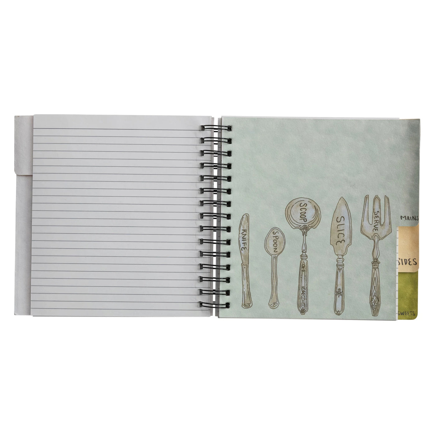 Spiral Bound Paper Recipes Journal w/ Kitchen Utensils/Tools Pattern