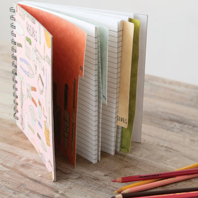Spiral Bound Paper Recipes Journal w/ Kitchen Utensils/Tools Pattern