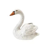 Stoneware Swan Shaped Toothpick Holder, White, Orange Color & Black