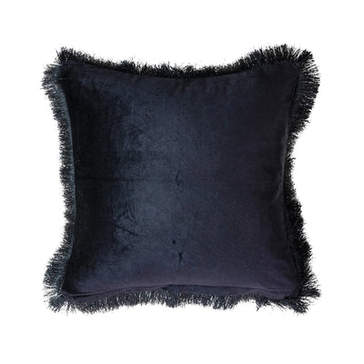 Cotton Velvet Printed Pillow w/ Leopard Print & Fringe