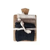 Waffle Weave Dish Cloths w/ Cheese/Serving Board, Set of 4 Tied w/ Cotton Tape