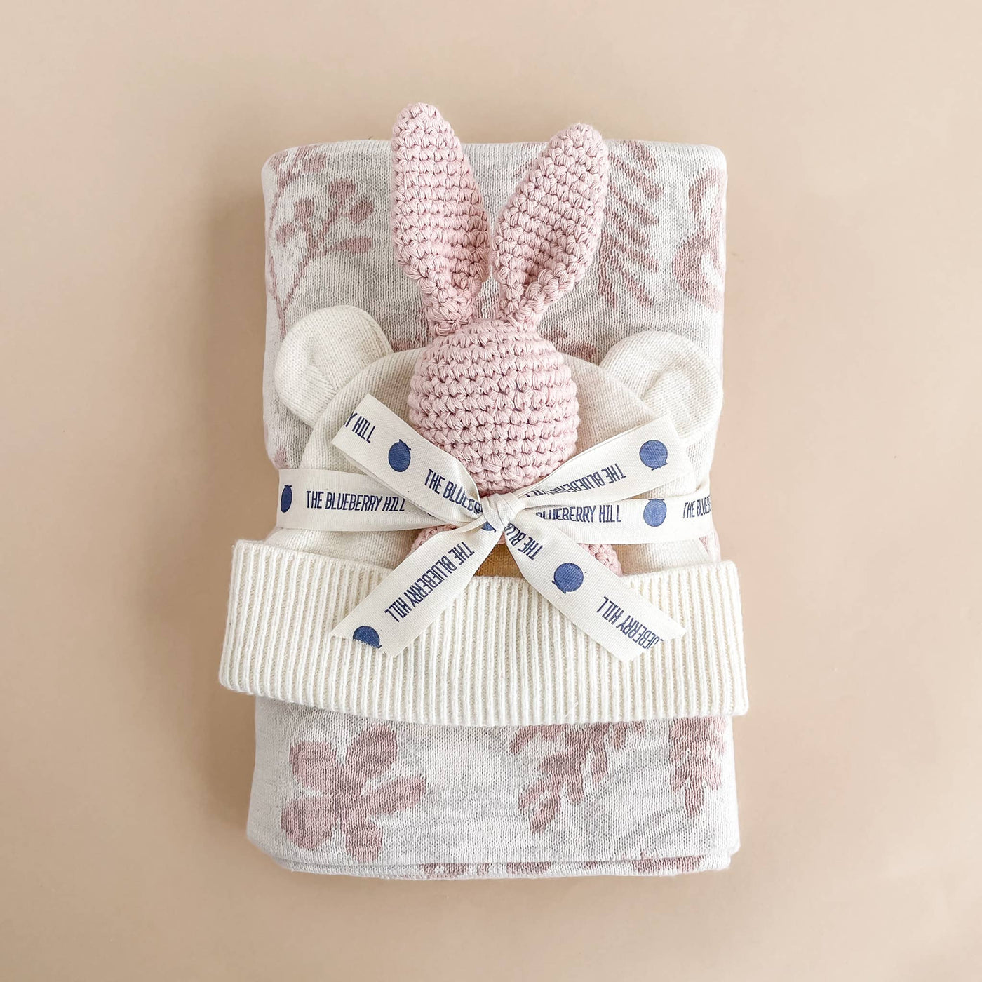 Floral Baby Gift Set Cotton Blanket, Rattle Teether Summer