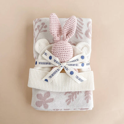 Floral Baby Gift Set Cotton Blanket, Rattle Teether Summer