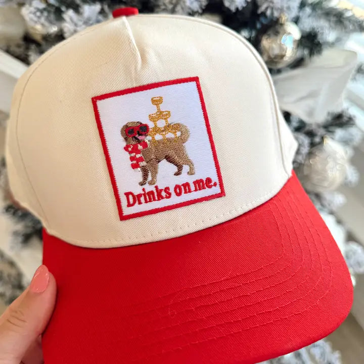 Drinks On Me - Red Vintage Hat