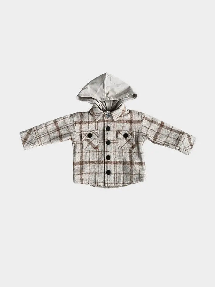 Kid's Hooded Shacket - Toffee Beige