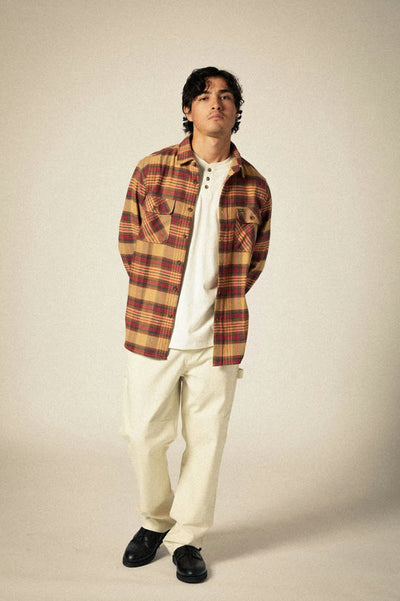 Brixton Bowery Flannel - Curry/Crimson