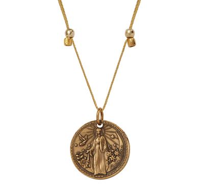Better Together Silk Slider Necklace, Raphael/Mary Small Pendant, Gold