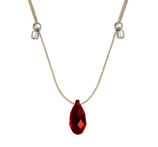 Hyevibe Siam Silk Slider Necklace, Silver