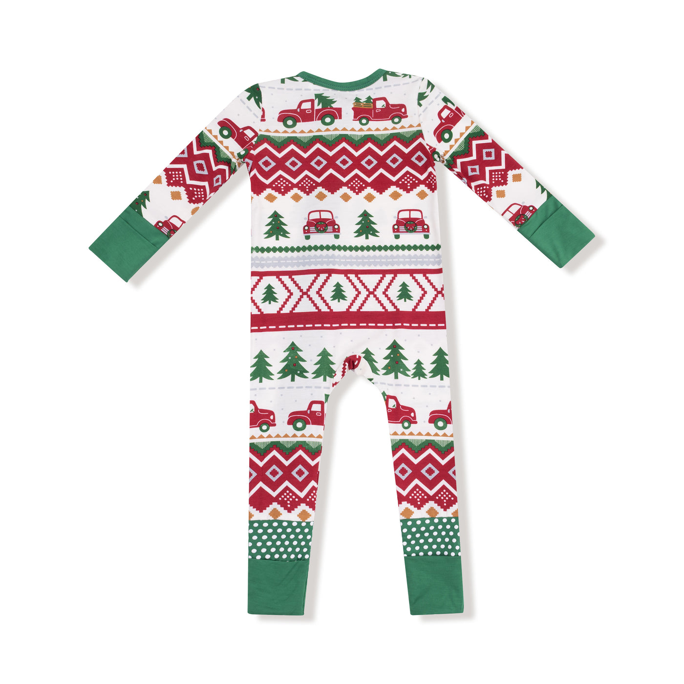 Red Truck Fair Isle - 2 Way Zipper Romper