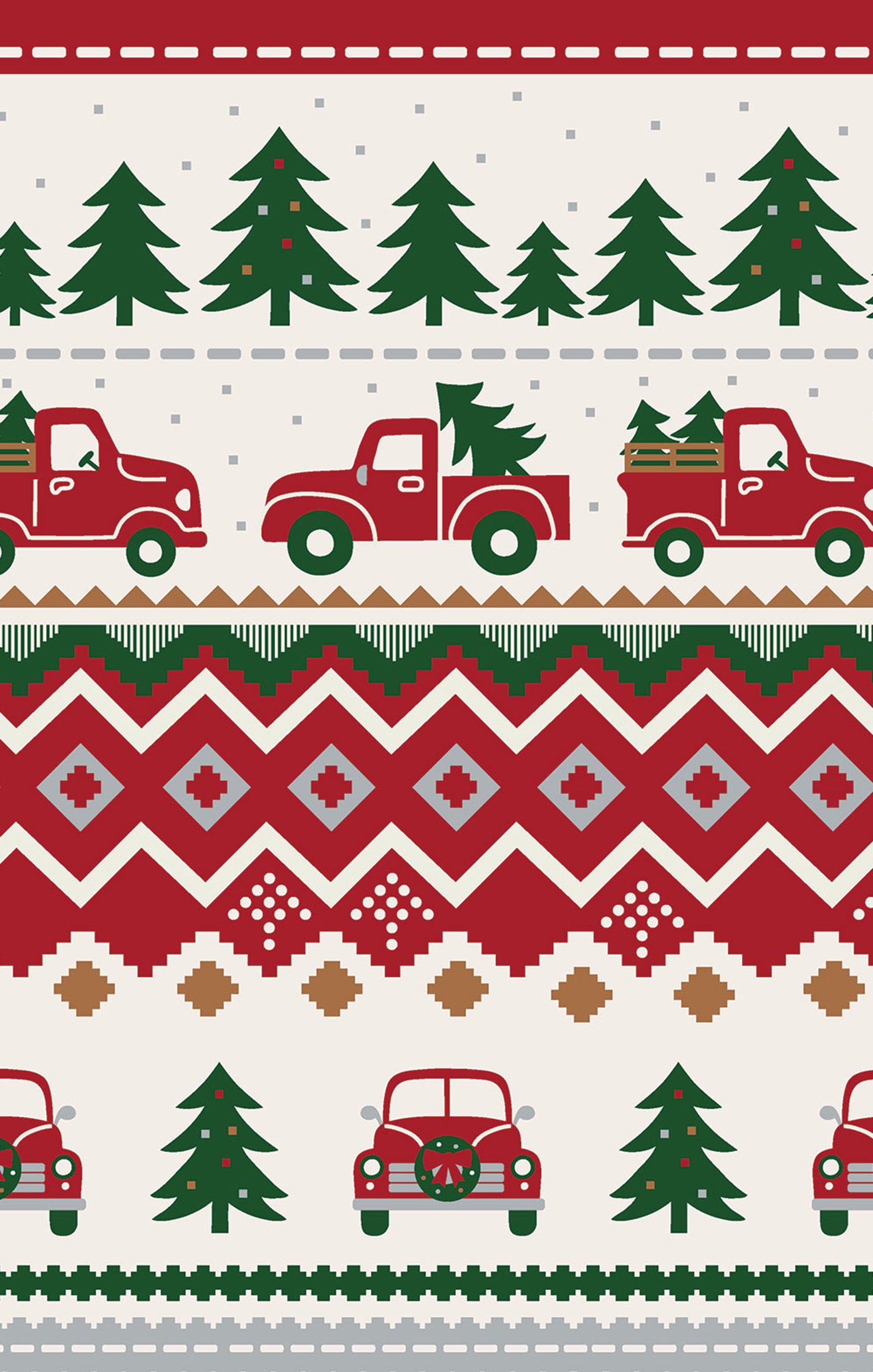 Red Truck Fair Isle - 2 Way Zipper Romper