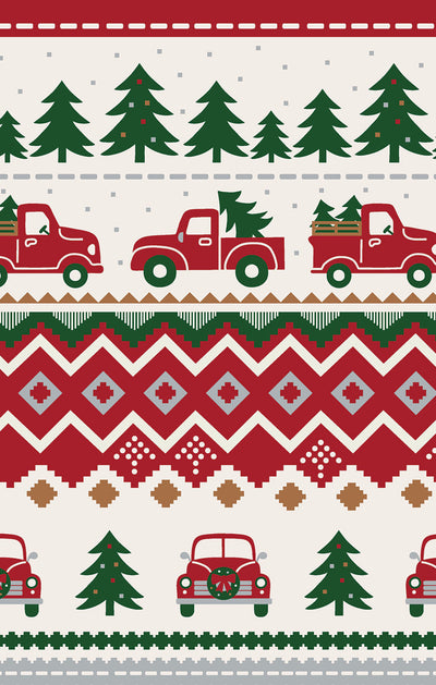 Red Truck Fair Isle - 2 Way Zipper Romper