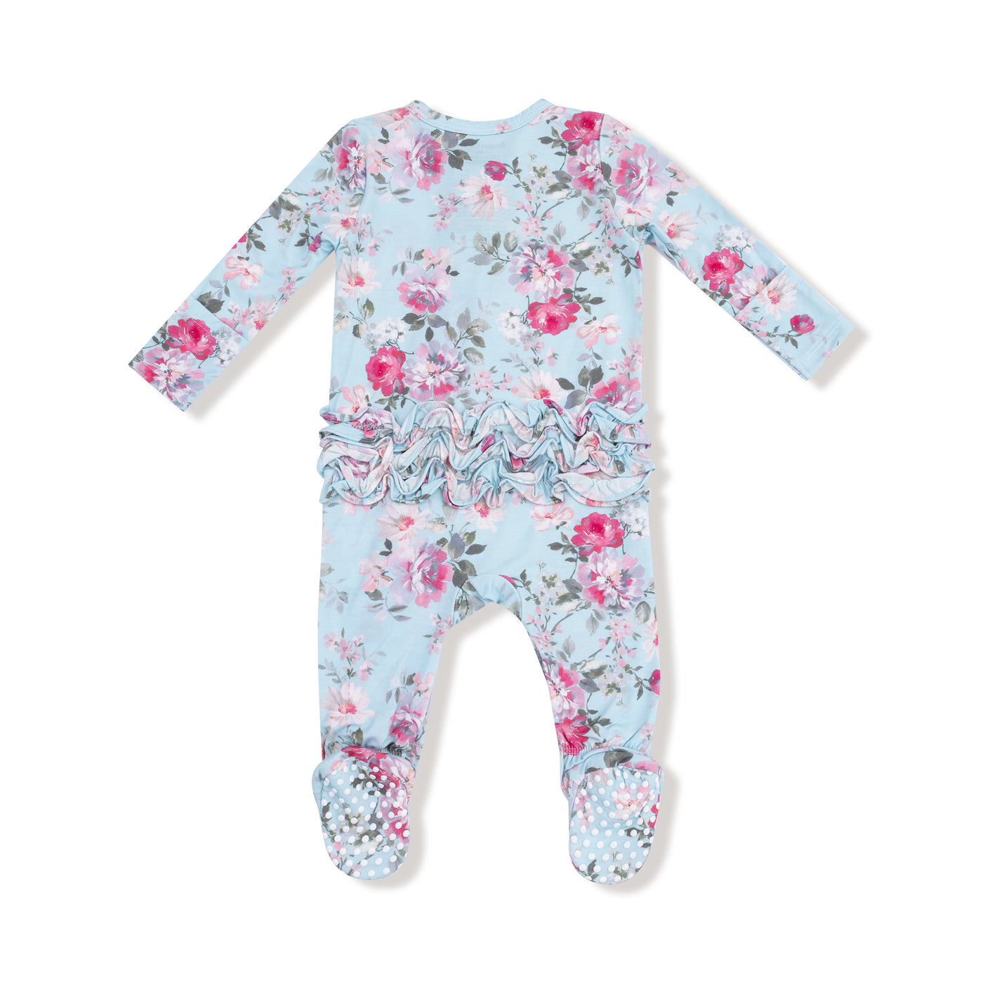 Charlotte Floral - 2 Way Zipper Ruffle Back Footie