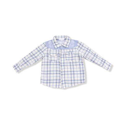 Blue Plaid - L/s Western Pearl Snap Shirt With Howdy Embroidery On Back