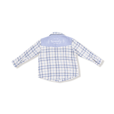 Blue Plaid - L/s Western Pearl Snap Shirt With Howdy Embroidery On Back