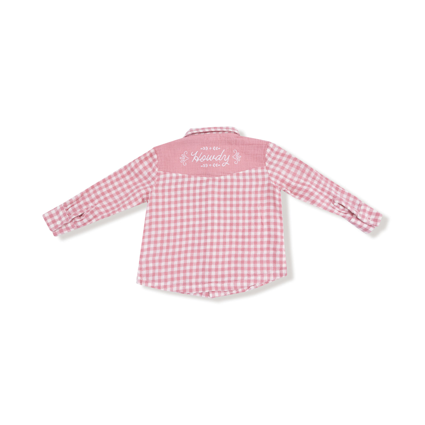 Rose Pink Plaid - L/s Western Pearl Snap Shirt With Howdy Embroidery On Back