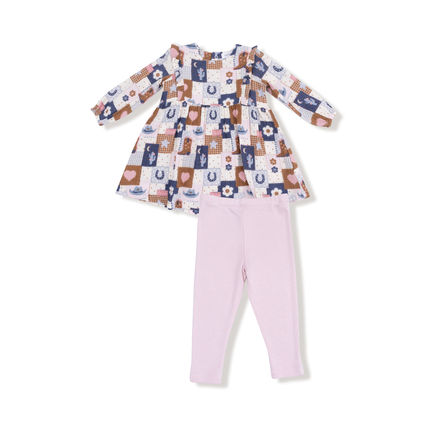 Patchwork Cowgirl - Ruffle L/s Dress And Rib Legging