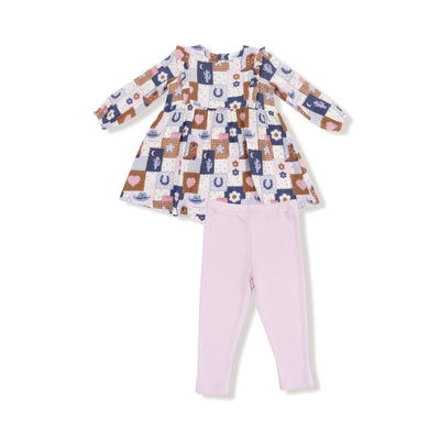 Patchwork Cowgirl - Ruffle L/s Dress And Rib Legging