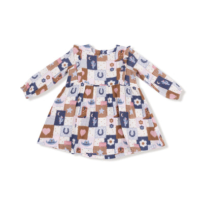 Patchwork Cowgirl - Ruffle L/s Dress And Rib Legging