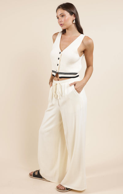 Lou Striped Hem Button Sweater Vest