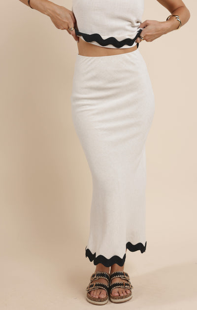 Sugarloaf Wavy Trim Midi Skirt