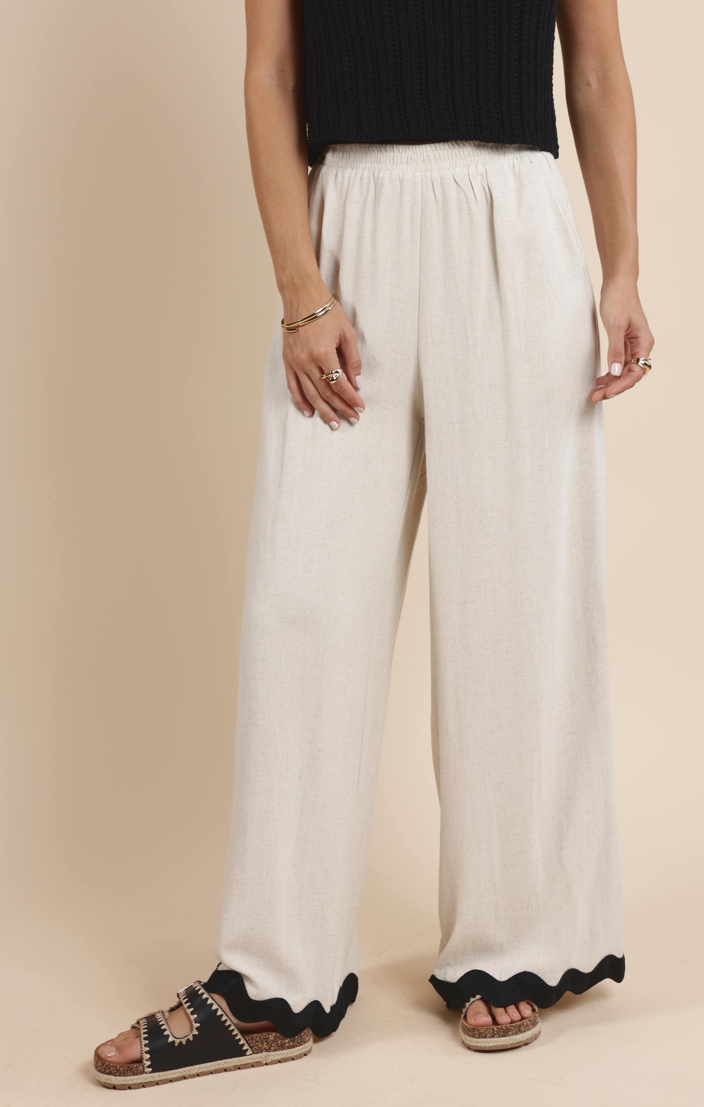 Sugarloaf Wavy Trim Elastic Pants