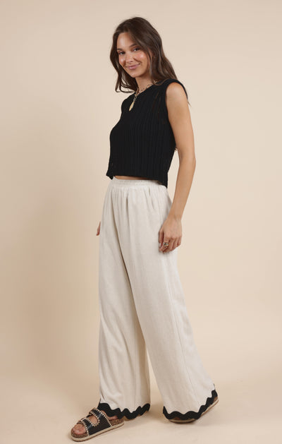 Sugarloaf Wavy Trim Elastic Pants