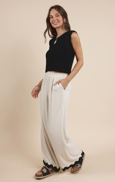 Sugarloaf Wavy Trim Elastic Pants