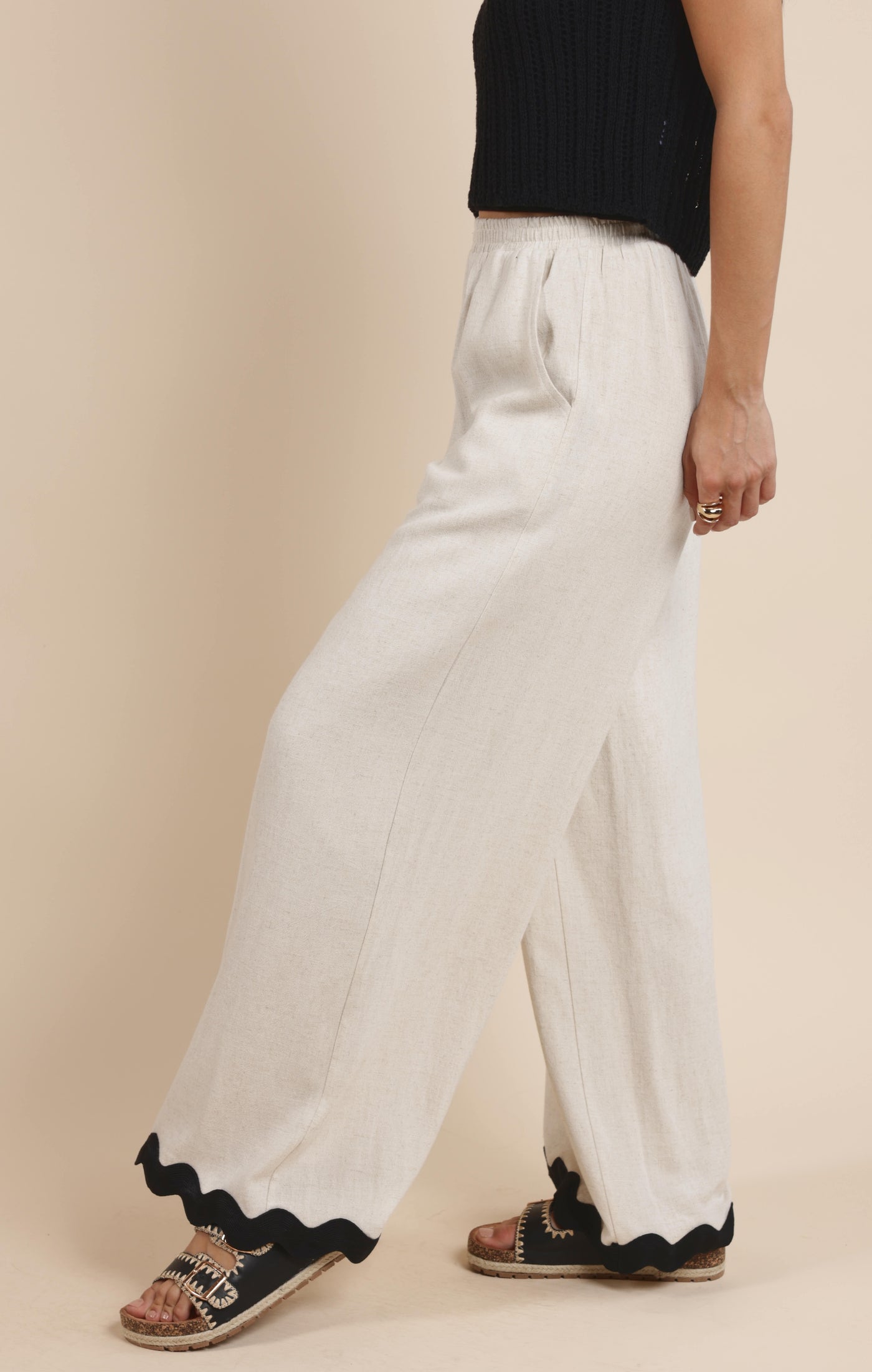 Sugarloaf Wavy Trim Elastic Pants