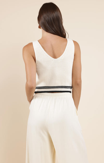 Lou Striped Hem Button Sweater Vest