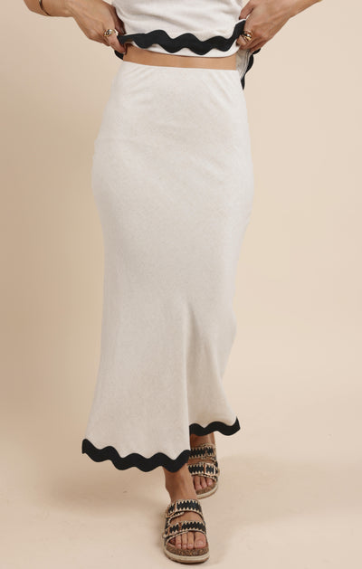 Sugarloaf Wavy Trim Midi Skirt