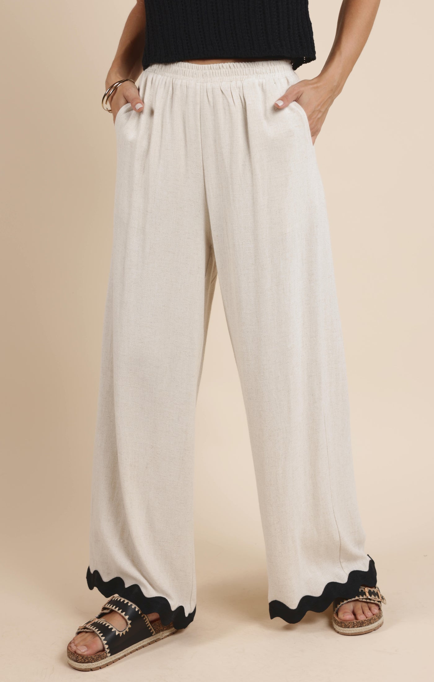 Sugarloaf Wavy Trim Elastic Pants
