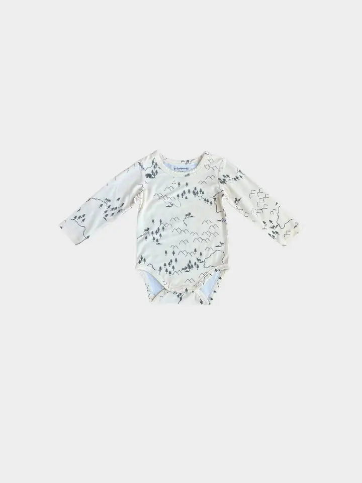 Baby Long Sleeve Bodysuit - Woodland Map