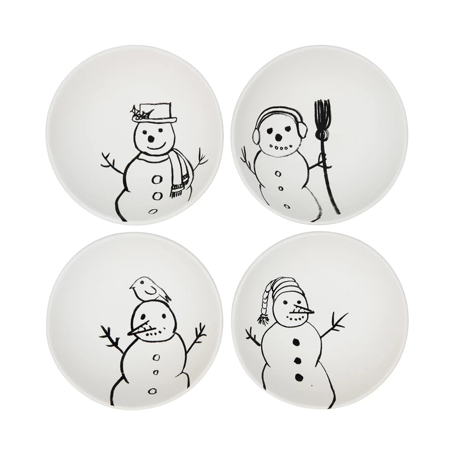 Stoneware Bowl with Snowman Image