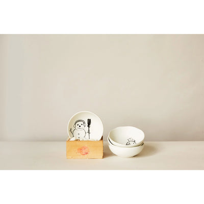 Stoneware Bowl with Snowman Image