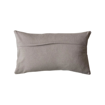 24"L x 15"H Cotton Embroidered Lumbar Pillow w/ Chambray Back