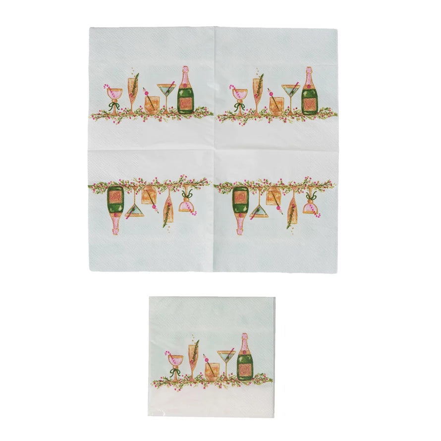 Paper Cocktail Napkins w/ Holiday Cocktails - 50