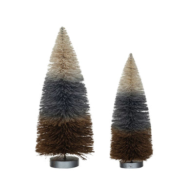 Sisal Bottle Brush Trees w/ Grey Wood Bases