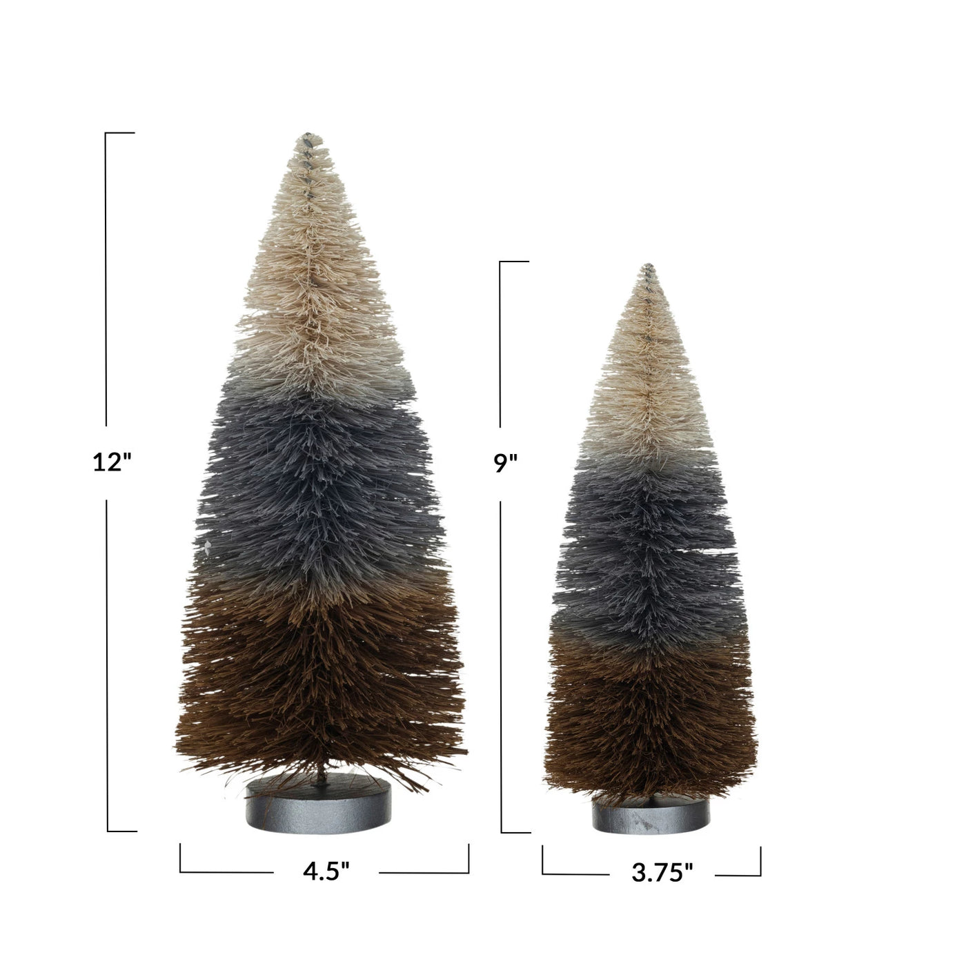 Sisal Bottle Brush Trees w/ Grey Wood Bases