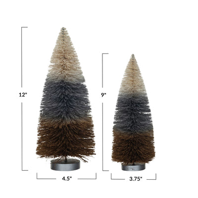 Sisal Bottle Brush Trees w/ Grey Wood Bases
