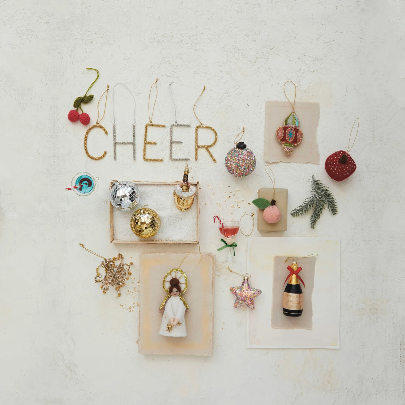 Glass Champagne Bottle Ornament