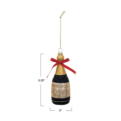 Glass Champagne Bottle Ornament
