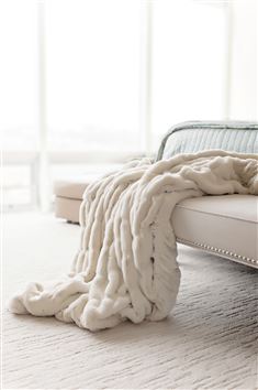 Ivory Mink Faux Fur Throw