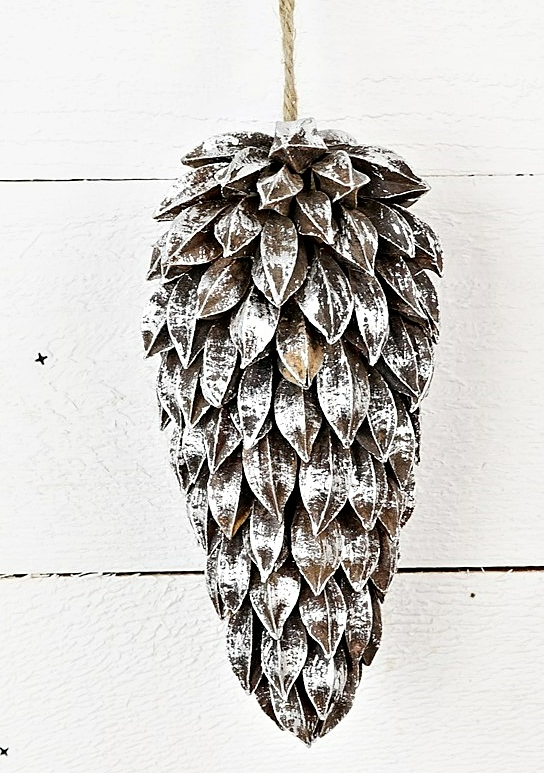 8" Silver Cone Ornament