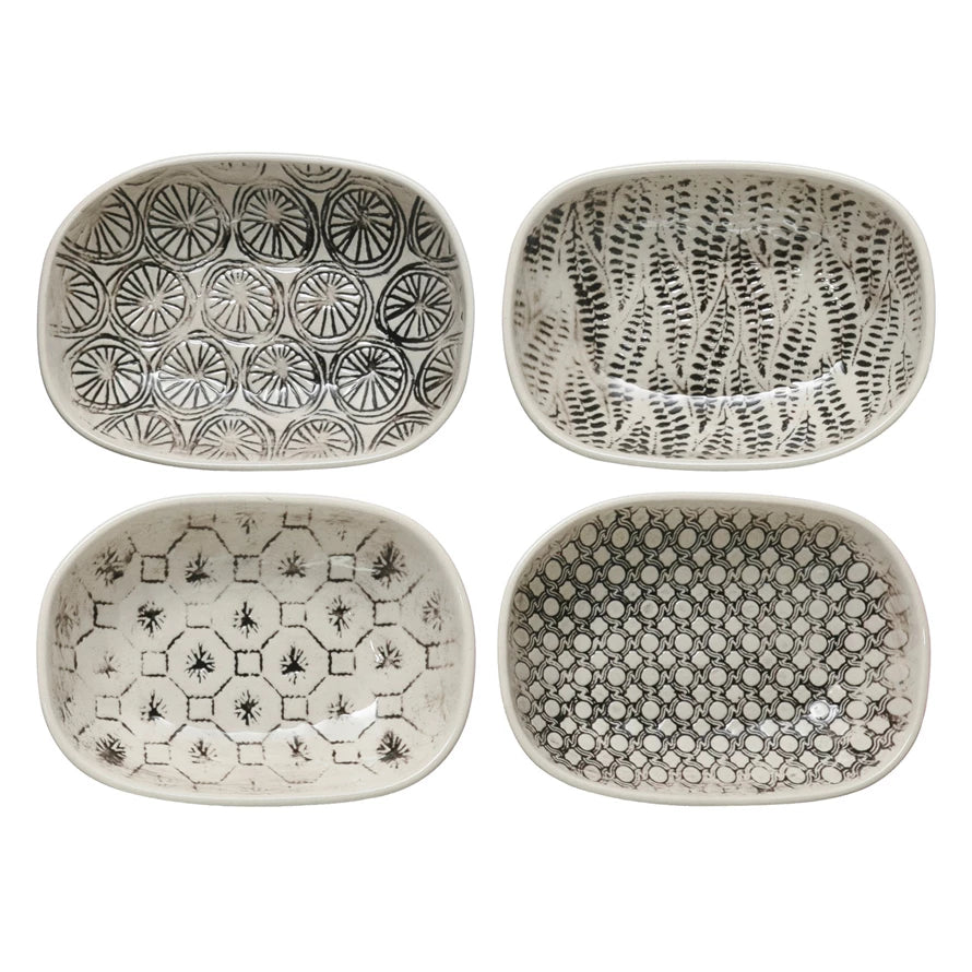 Black Embossed Stoneware Dish