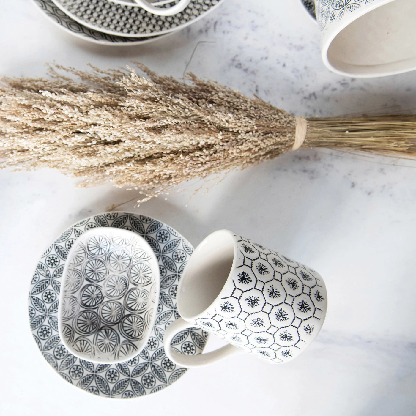 Black Embossed Stoneware Dish