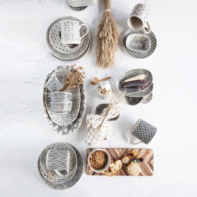 Black Embossed Stoneware Dish