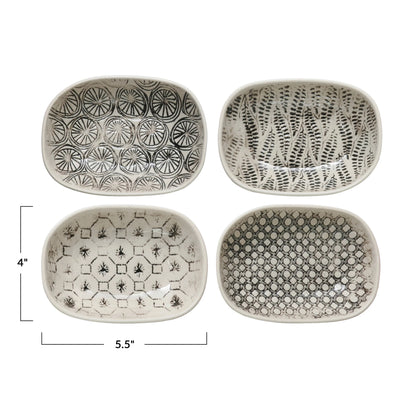 Black Embossed Stoneware Dish