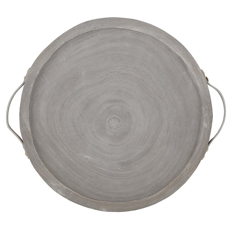 Paulownia + Leather Tray - Grey