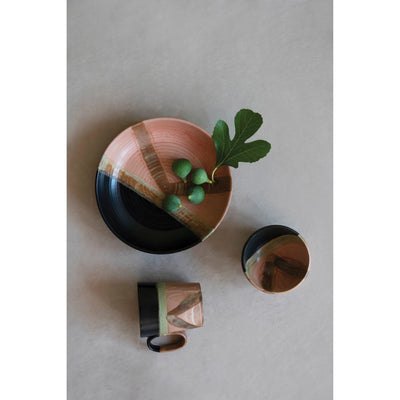Hand-Painted Stoneware Mug, Reactive Glaze